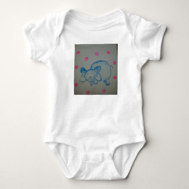 Cute Elephant Baby Bodysuit (Front)