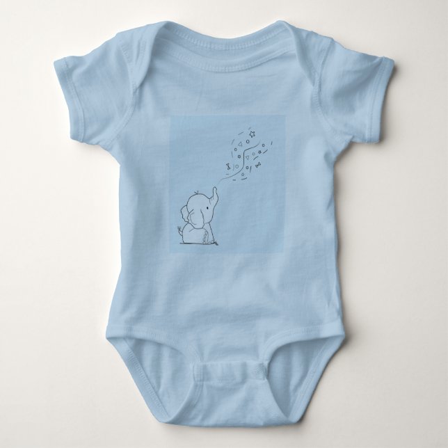 Cute Elephant Baby Bodysuit (Front)