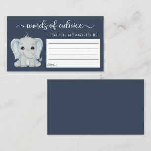Cute Elephant  Baby Boy Shower Words of Advice Enclosure Card