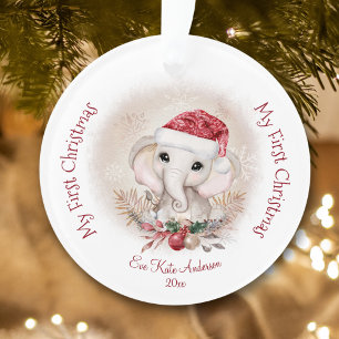 Cute Elephant Baby First Christmas Girl Acrylic Ornament