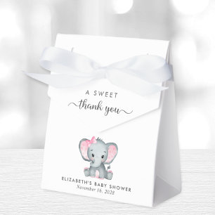 Cute Elephant Baby Girl Shower Thank You Favor Box