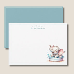 Cute Elephant Baby in Water Nursery Thank You  Card