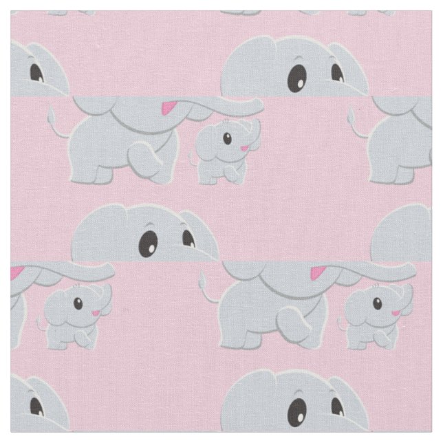 Cute Elephant Baby Nursery Decor Fabric (Close Up)