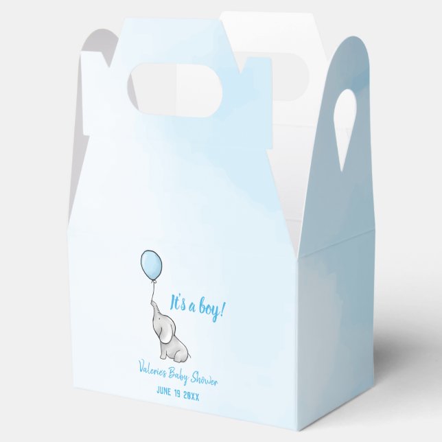 Cute elephant baby shower boy favor box (Opened)