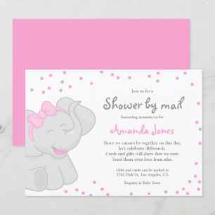 Cute Elephant Baby Shower Girl 🎀 🐘 Invitation