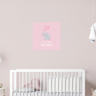 Cute Elephant Baby Shower Girl Poster