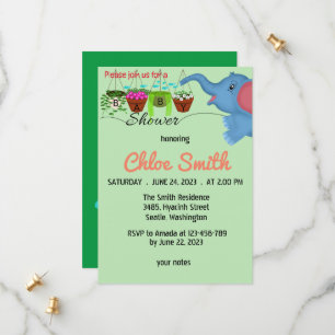 Cute elephant baby shower invitation