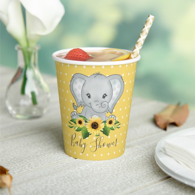 Cute Elephant Baby Shower Paper Cups (Insitu)