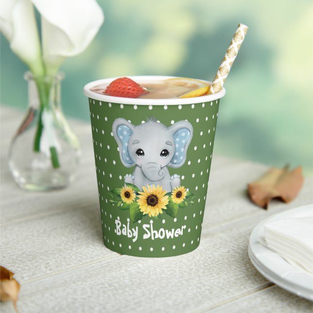 Cute Elephant Baby Shower Paper Cups (Insitu)