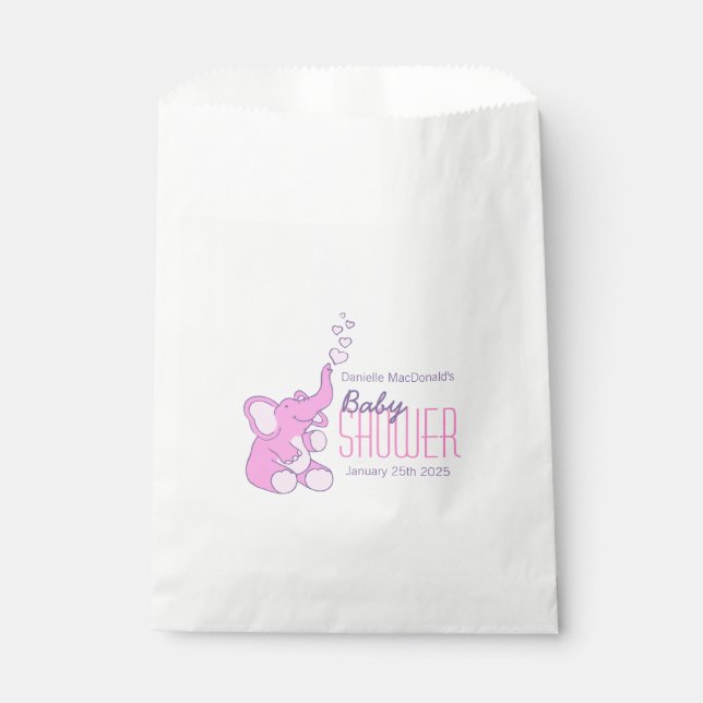 Cute elephant baby shower personalized favour bag (Front)
