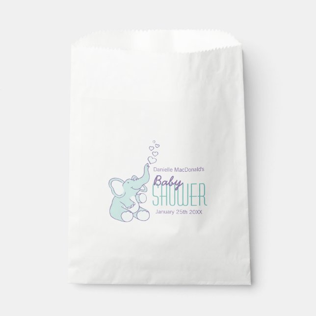 Cute elephant baby shower personalized favour bag (Front)