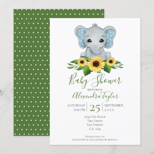 Cute Elephant Baby Shower Personalized Invitation
