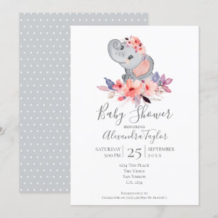 Cute Elephant Baby Shower Personalized Invitation
