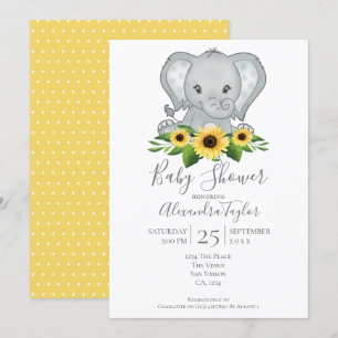 Cute Elephant Baby Shower Personalized Invitation