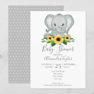 Cute Elephant Baby Shower Personalized Invitation