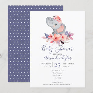 Cute Elephant Baby Shower Personalized Invitation
