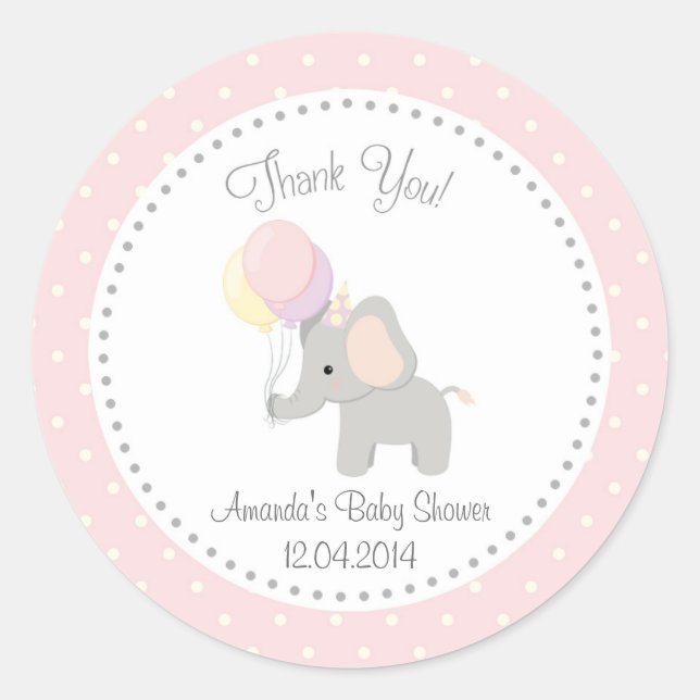 Cute Elephant Baby Shower Sticker (Front)
