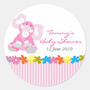 Cute Elephant Baby Shower Sticker - Customizable