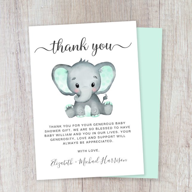 Cute Elephant Baby Shower Thank You Card (Creator Uploaded)