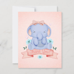 Cute Elephant Baby Shower Thank You Card