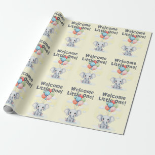 Cute Elephant Baby Shower Wrapping Paper Sheet