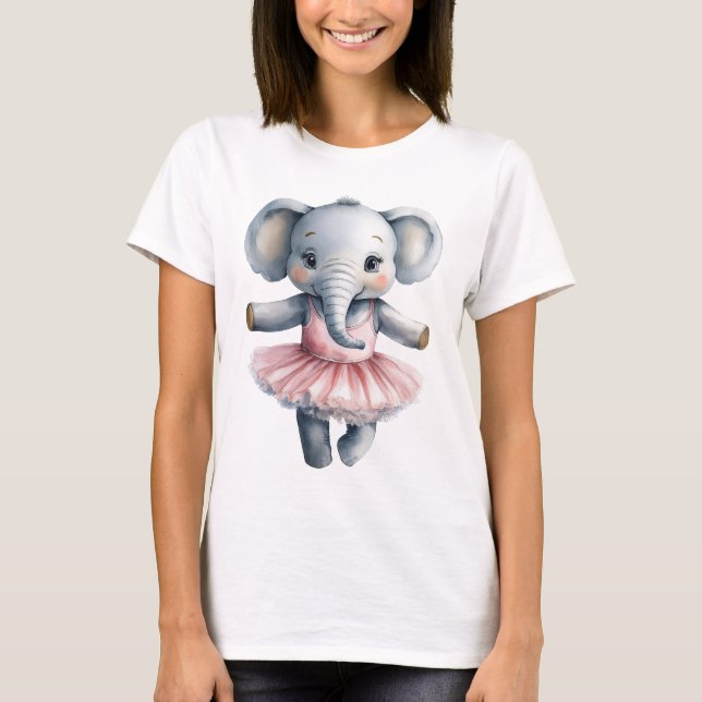 Cute elephant ballerina dancing ballet T-Shirt (Front)