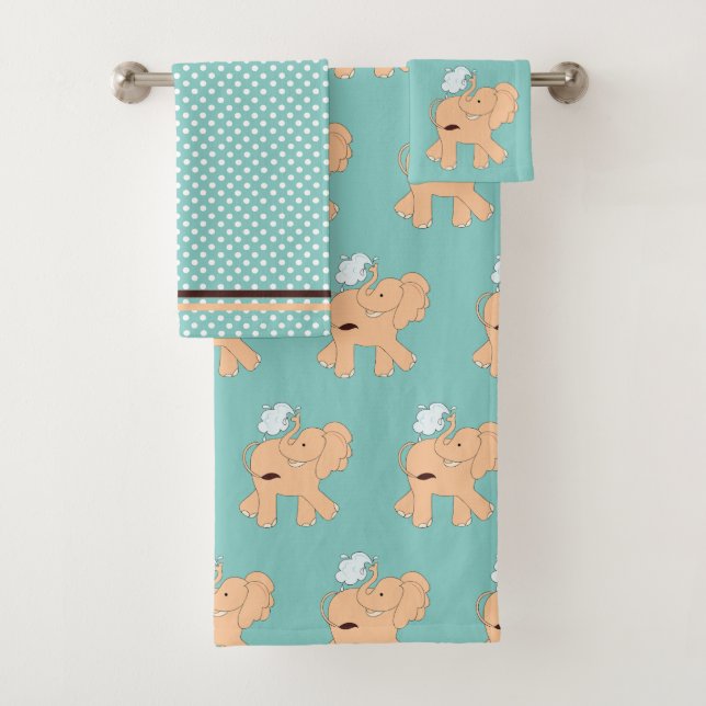 Cute Elephant Bath Towel Set (Insitu)