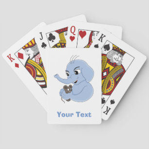 Cute elephant bcartoon playing cards