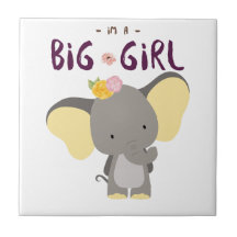 Cute elephant big girl and floral 