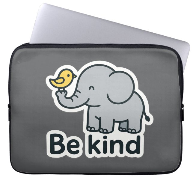 Cute elephant & bird sticker  laptop sleeve (Front)