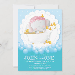 Cute Elephant Birthday Invitation