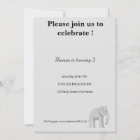 Cute Elephant Birthday Invitation | Pastel