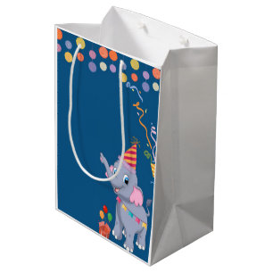 Cute Elephant Birthday Medium Gift Bag