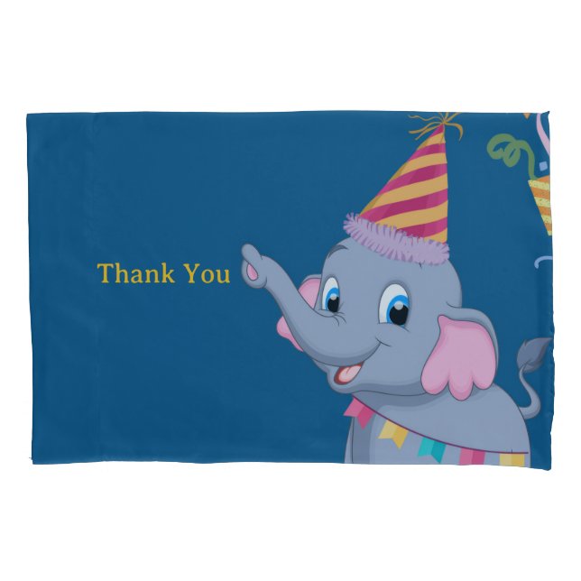 Cute Elephant Birthday  Pillowcase (Front)