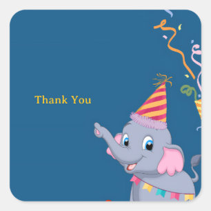 Cute Elephant Birthday  Square Sticker