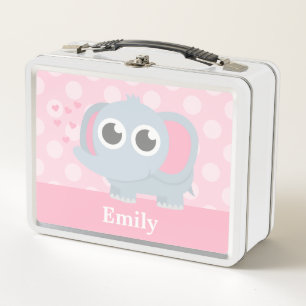 Cute Elephant Blowing Hearts With Trunk Metal Lunch Box