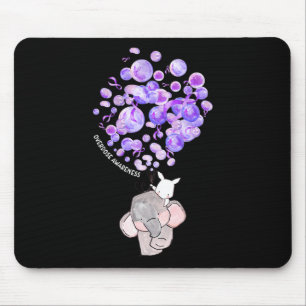 Cute Elephant Blowing Up Purple Balloons Overdose  Mouse Pad