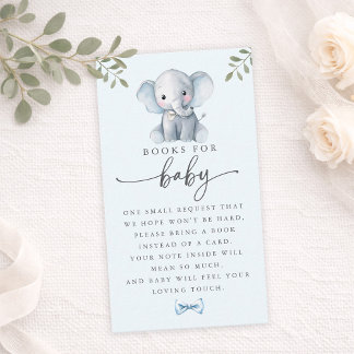 Cute Elephant Blue Books for Baby Card
