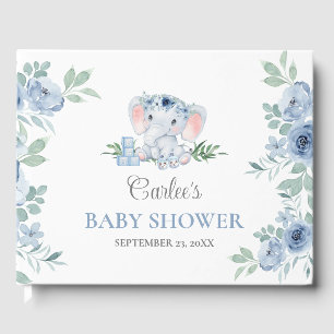Cute Elephant Blue Boy Baby shower Livre d'or