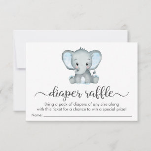 Cute Elephant Blue Diaper Raffle Baby Shower Card