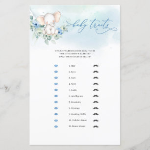 Cute elephant blue floral eucalyptus Baby Traits