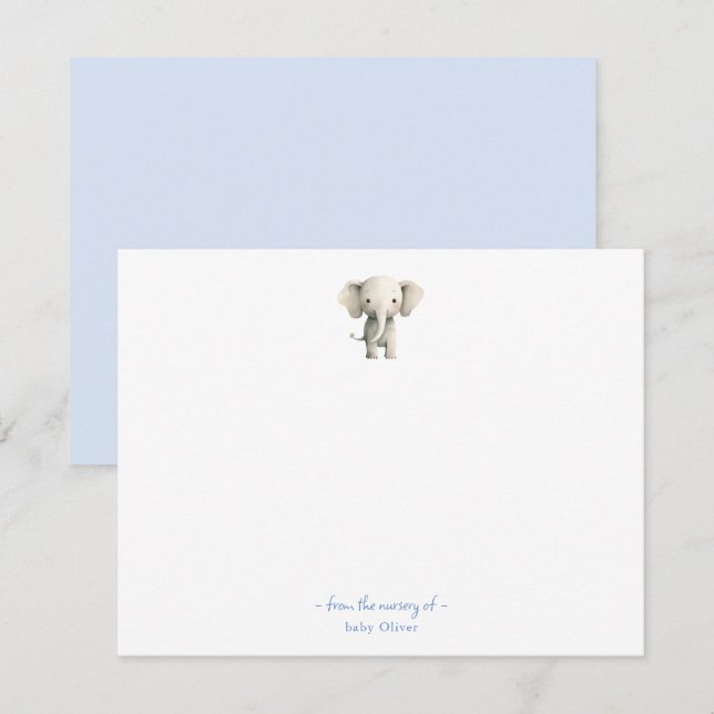 Cute Elephant Boy Baby shower Thank you Card (Front/Back)