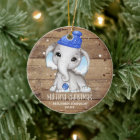 Cute Elephant Boy Baby's FIRST CHRISTMAS Photo