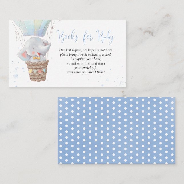 Cute Elephant Boy Books for Baby Enclosure Card (Front/Back)