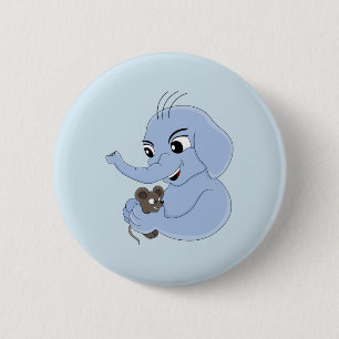 Cute elephant boy cartoon button
