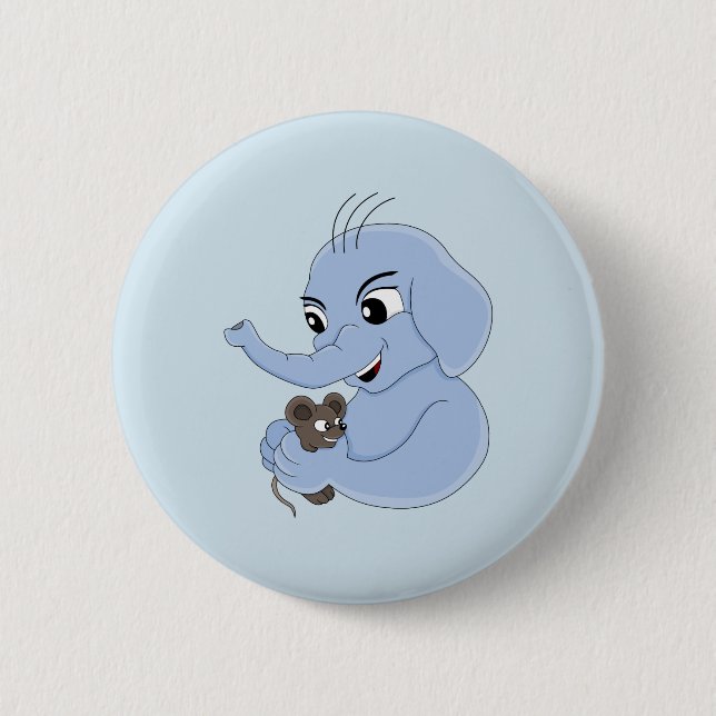Cute elephant boy cartoon button (Front)