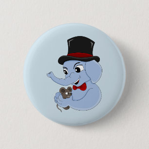 Cute elephant boy cartoon button