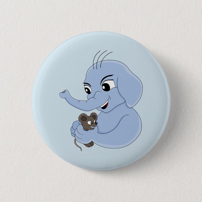 Cute elephant boy cartoon button (Front)