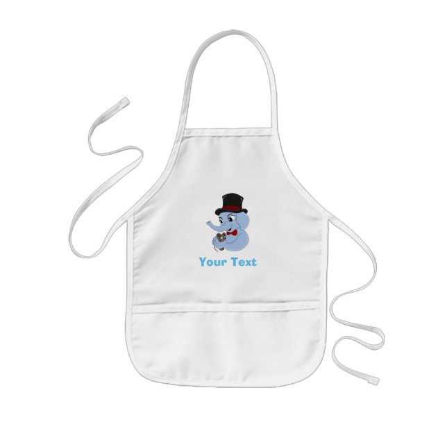 Cute elephant boy cartoon  kids apron (Front)