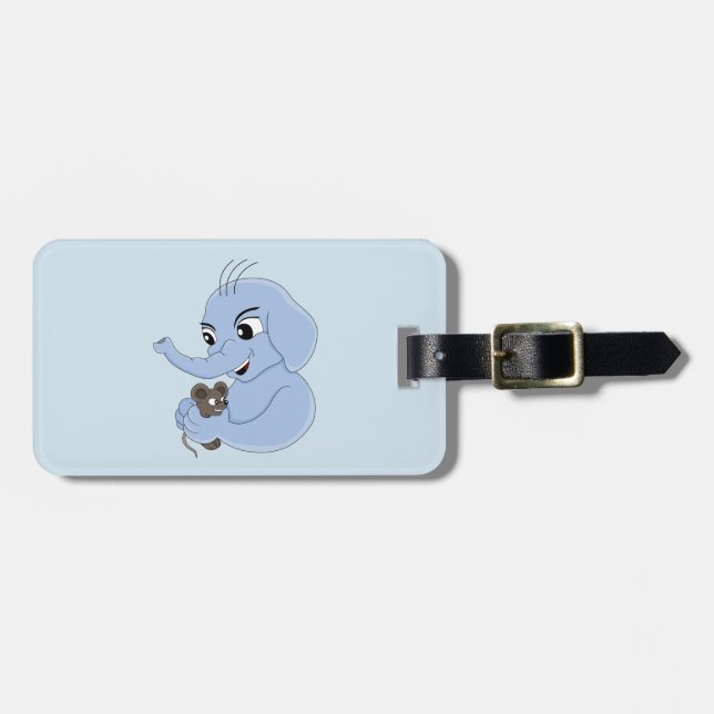 Cute elephant boy cartoon luggage tag (Front Horizontal)